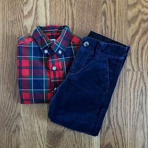 Janie and Jack Toddler Boys Navy Blue Velvet Pants Size 4 EUC